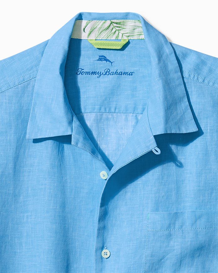 Short Sleeve Sea Glass Camp Shirt in Blue
