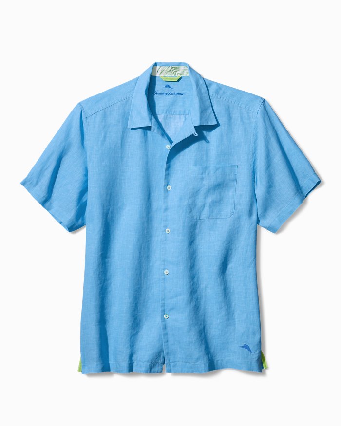 Short Sleeve Sea Glass Camp Shirt in Blue