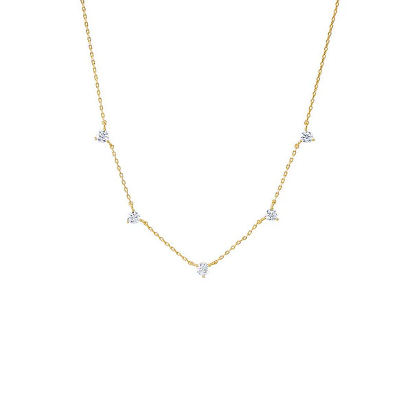 Scattered CZ Solitaire Three Prong Necklace Madison's Niche 