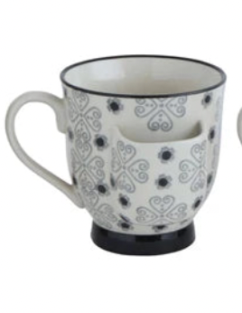 Hand-Stamped Mug with Tea Bag Holder - Madison's Niche 