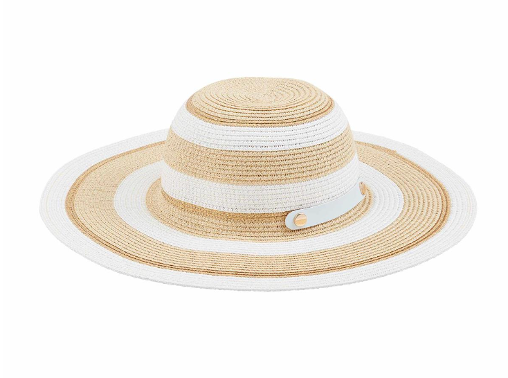 Collapsible Straw Hat in White