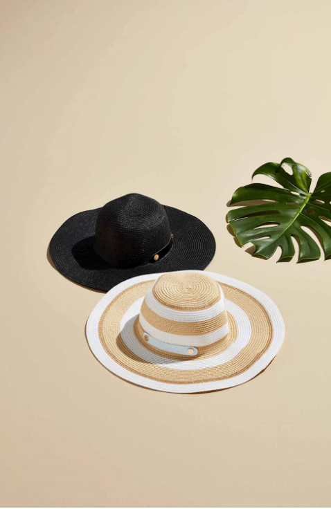 Collapsible Straw Hat in White