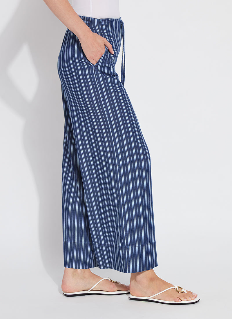 Serefina Wide Leg Trouser in Vacay Chambray Stripe
