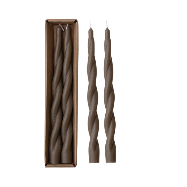 Set of 2 Twisted Taper Candles in Brown Madison's Niche 