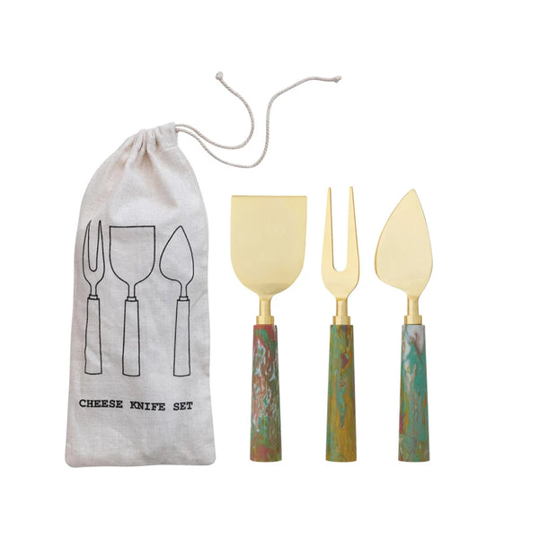 Set of 3 Marbled Cheese Knives Madison's Niche 