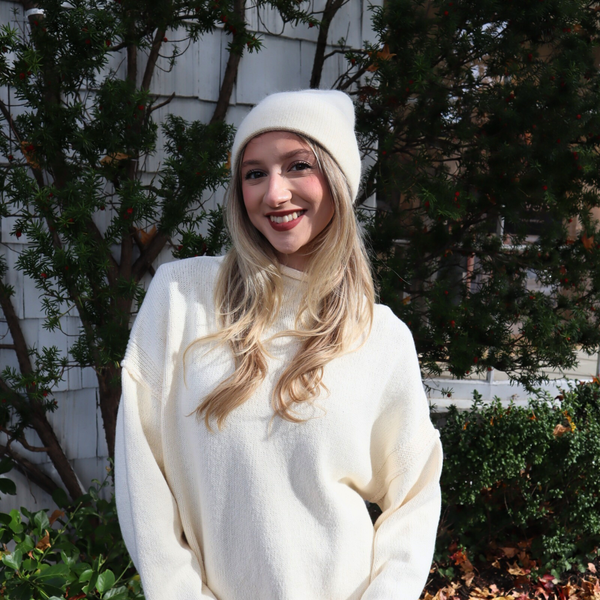 Shaina Beanie in Cream Madison's Niche 