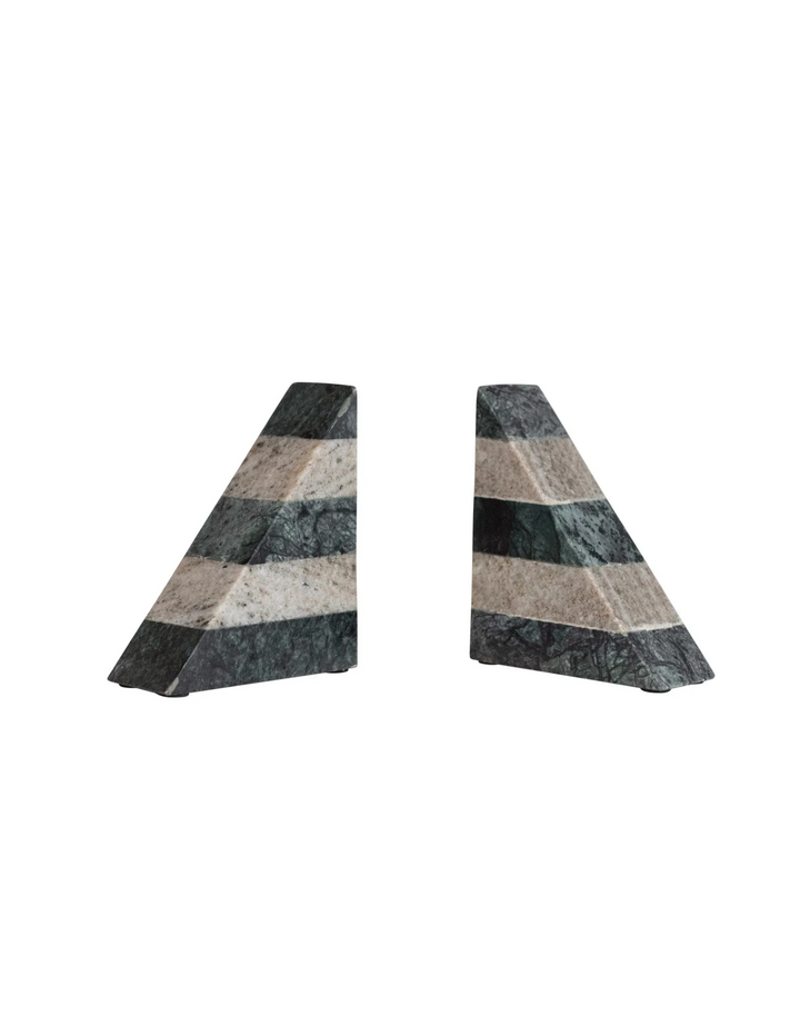 Striped Marble Bookends