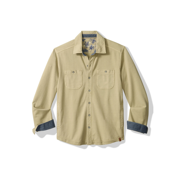 Ben & Terry Shirt Jacket in Stone Khaki Madison's Niche 