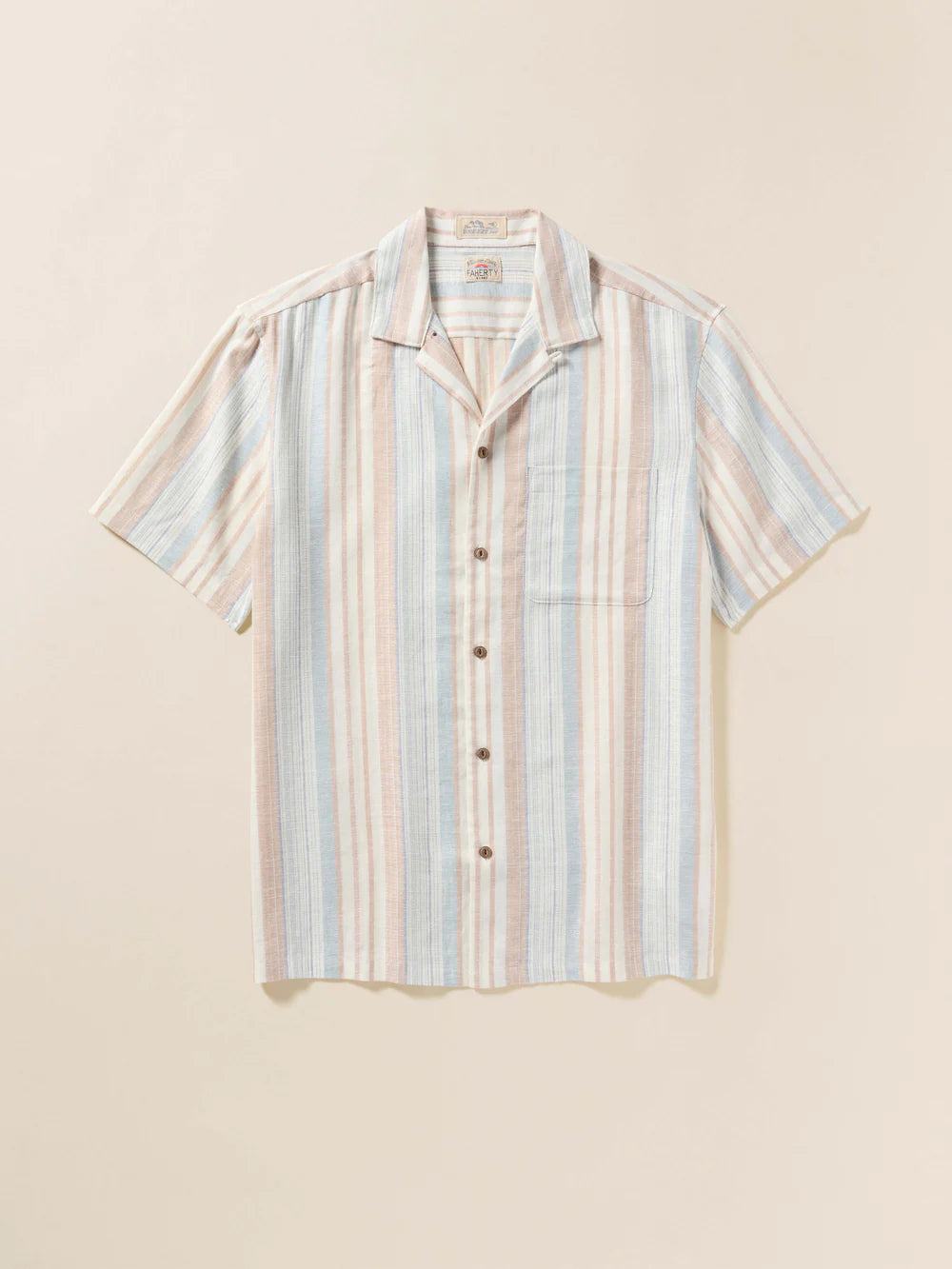 Short-Sleeve Breeze Camp Shirt in Golden Beach Stripe
