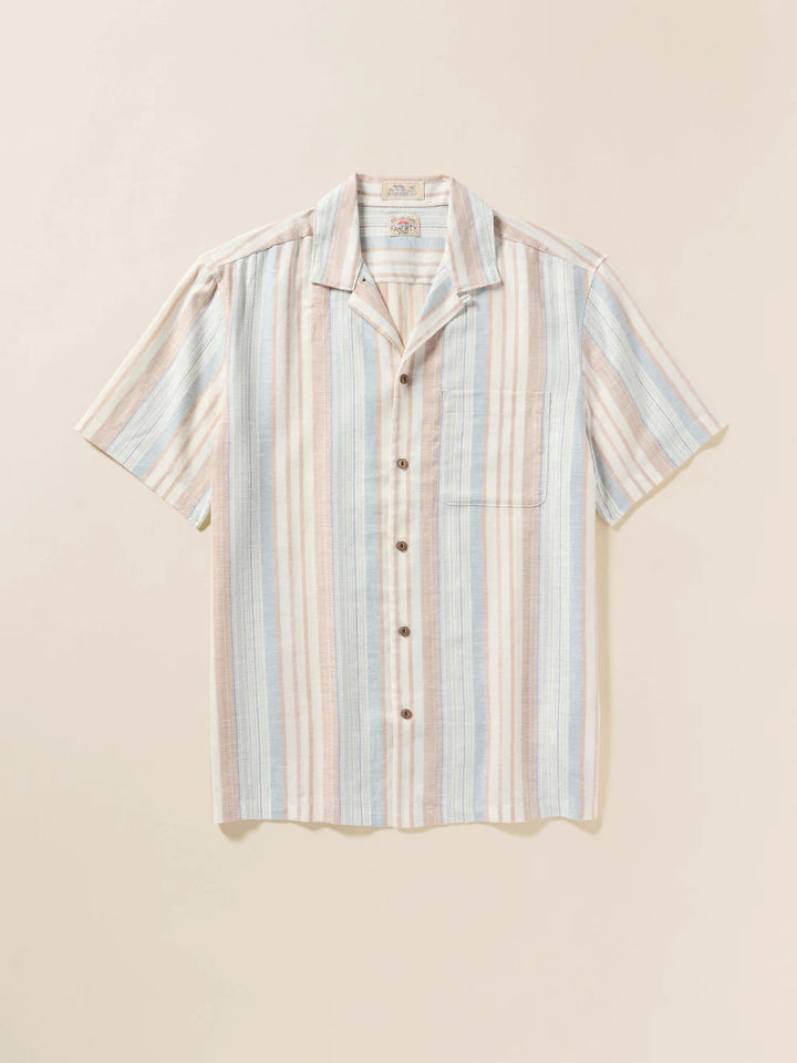 Short-Sleeve Breeze Camp Shirt in Golden Beach Stripe