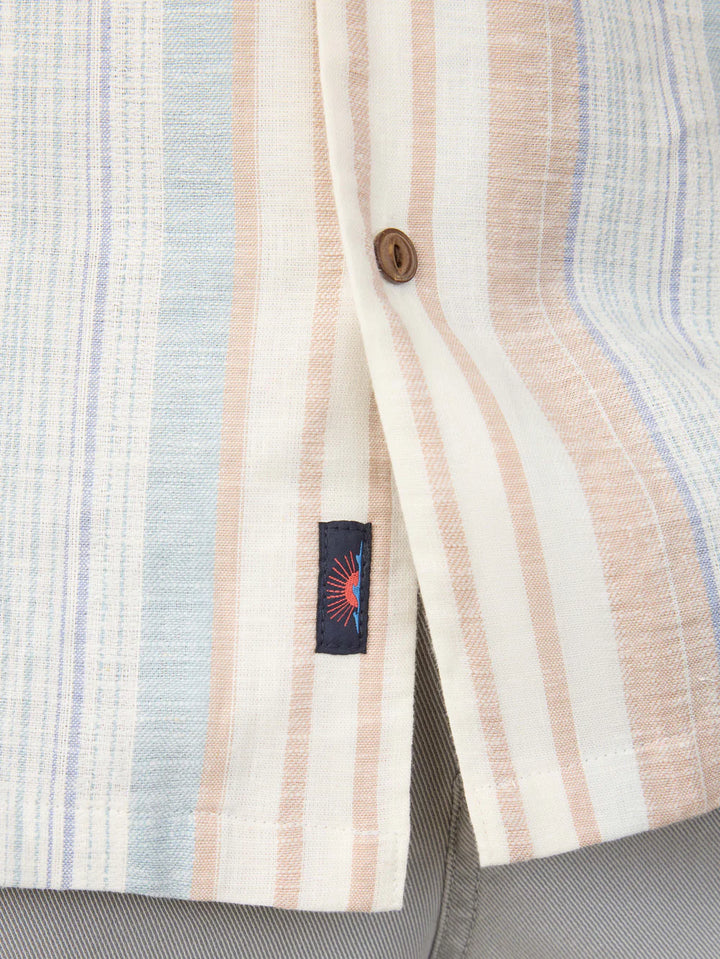 Short-Sleeve Breeze Camp Shirt in Golden Beach Stripe