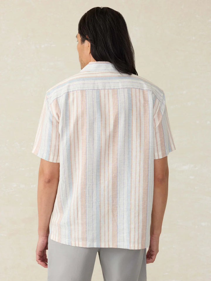 Short-Sleeve Breeze Camp Shirt in Golden Beach Stripe