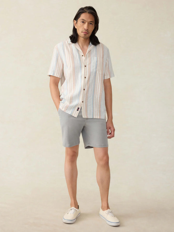 Short-Sleeve Breeze Camp Shirt in Golden Beach Stripe