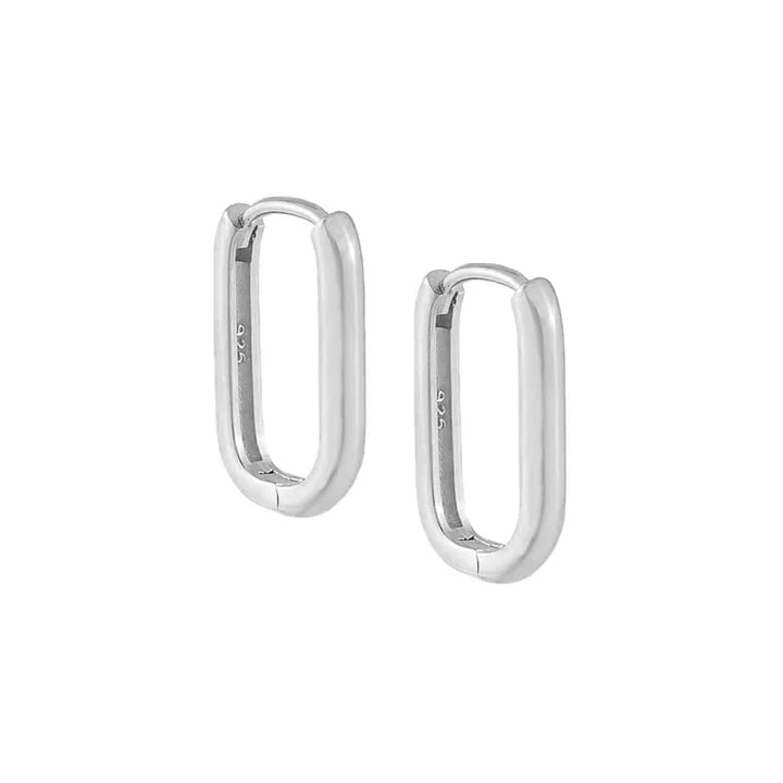 Solid Oval Huggie Earring in Silver
