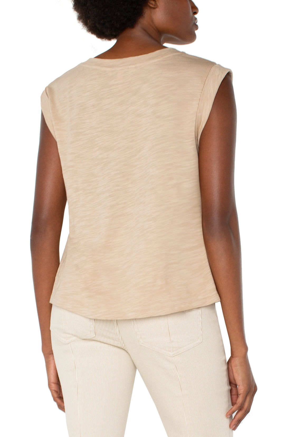 Sleeveless Woven Knit Top in Champagne