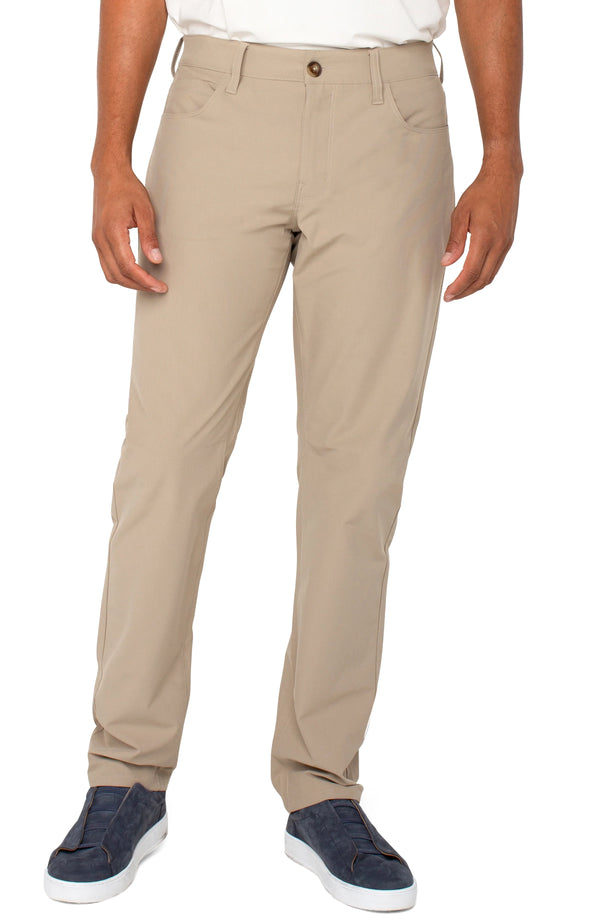 Slim Straight Tech Pant in Khaki Madison's Niche 