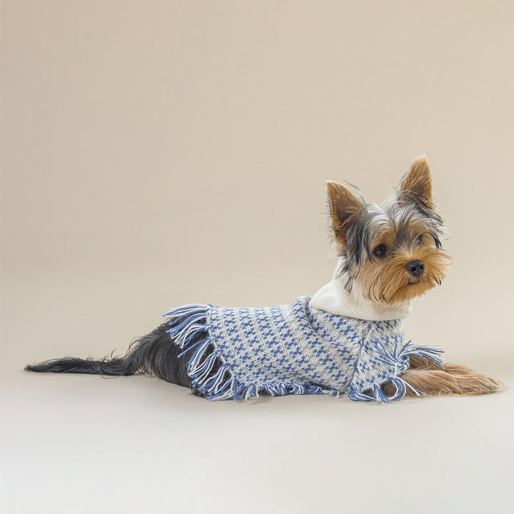 Blue Alpaca Poncho in Large - Madison's Niche 