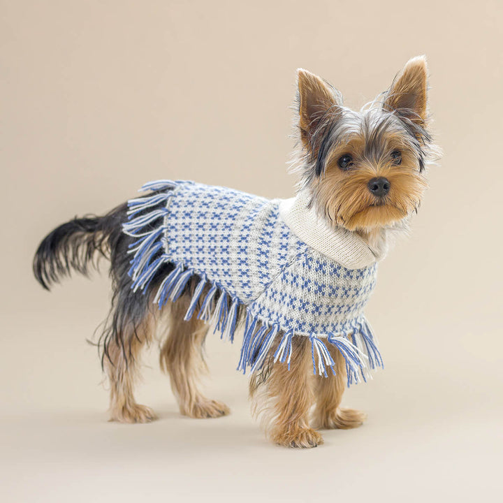 Blue Alpaca Poncho in Large - Madison's Niche 
