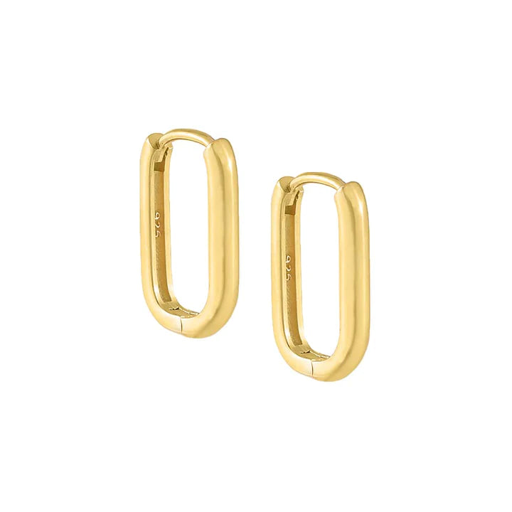 Solid Oval Huggie Earring in Gold