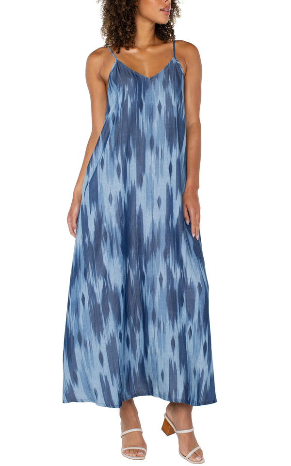 Spaghetti Strap Maxi in Watercolor Ikat Madison's Niche 