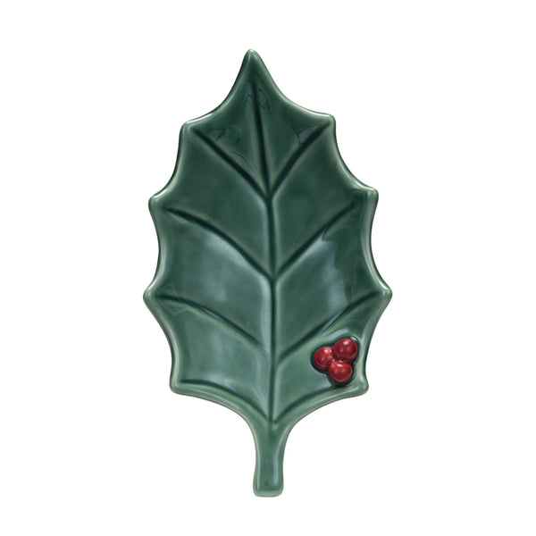 Stoneware Holly Leaf Shaped Dish Madison's Niche 