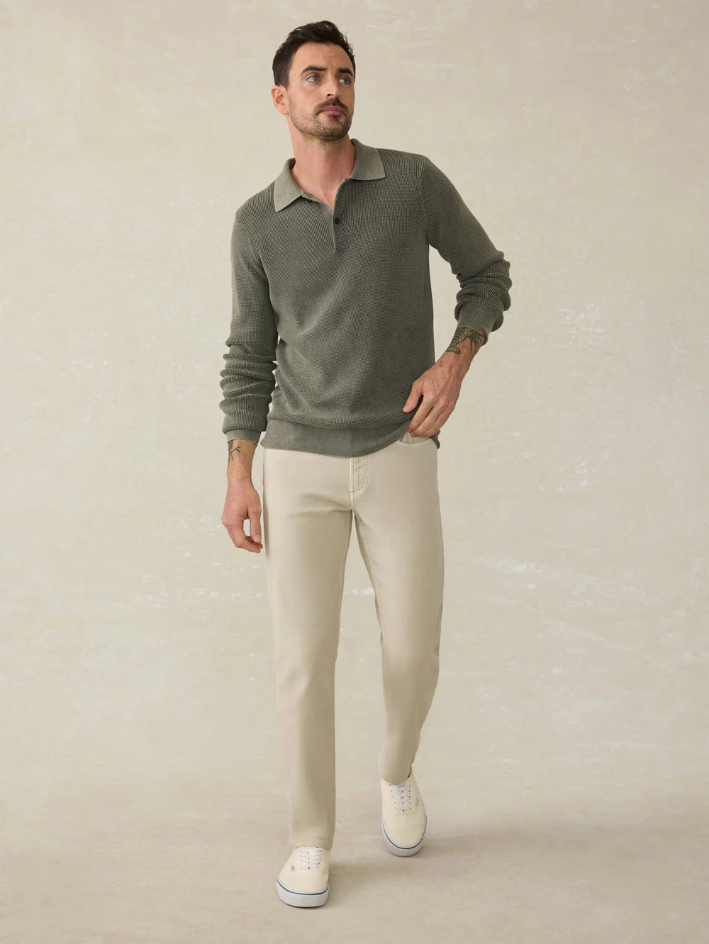 Stretch Terry 5-Pocket Pant in Stone