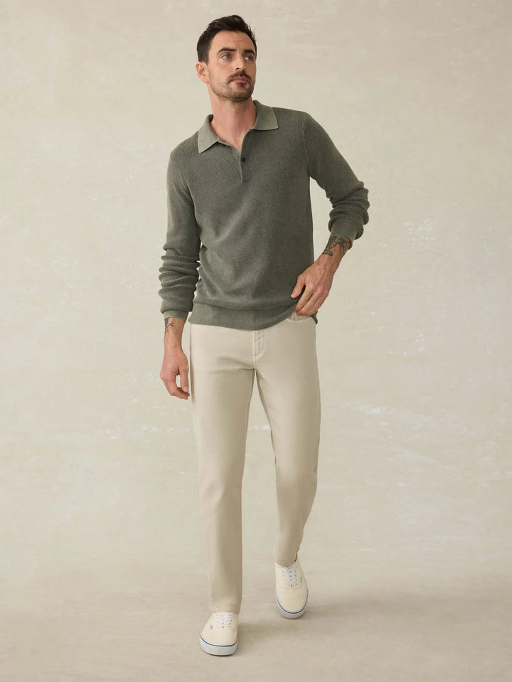 Stretch Terry 5-Pocket Pant in Stone
