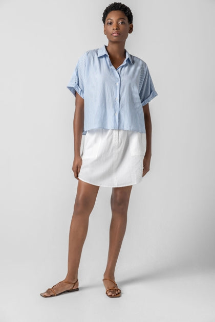Striped Boxy Button Down in Malibu Stripe