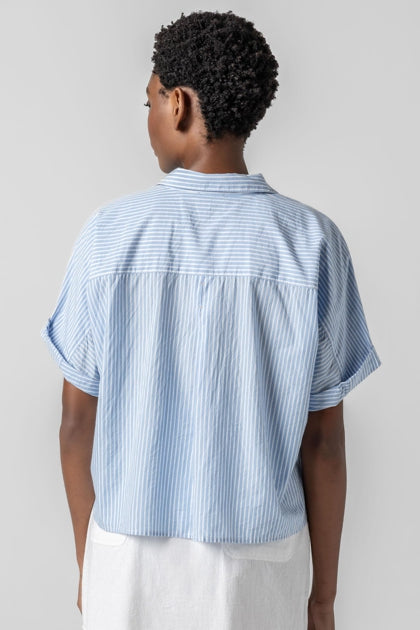 Striped Boxy Button Down in Malibu Stripe