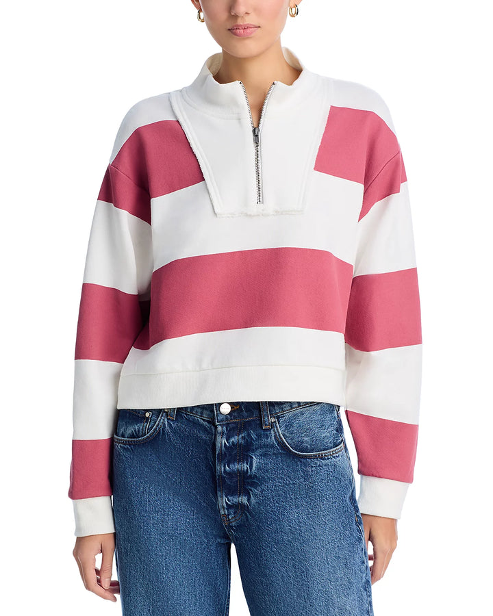 Striped French Terry Half Zip Sweatshirt