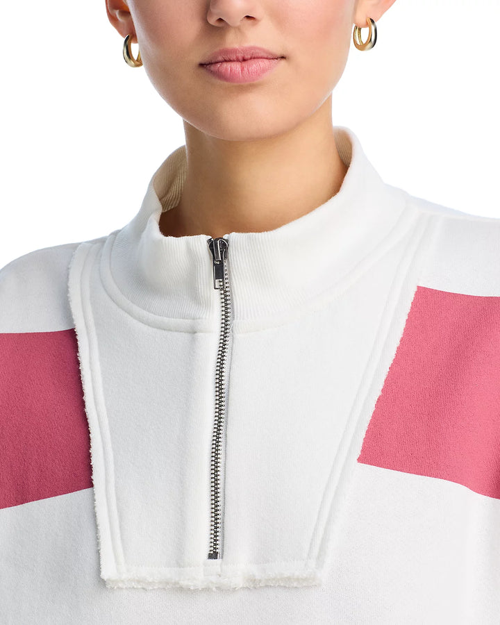 Striped French Terry Half Zip Sweatshirt