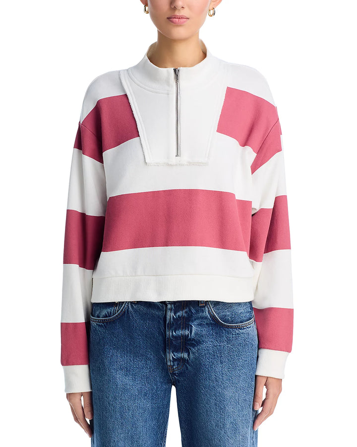 Striped French Terry Half Zip Sweatshirt