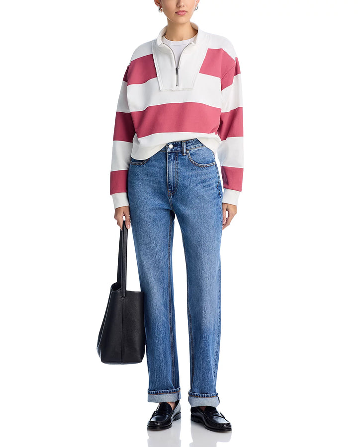 Striped French Terry Half Zip Sweatshirt
