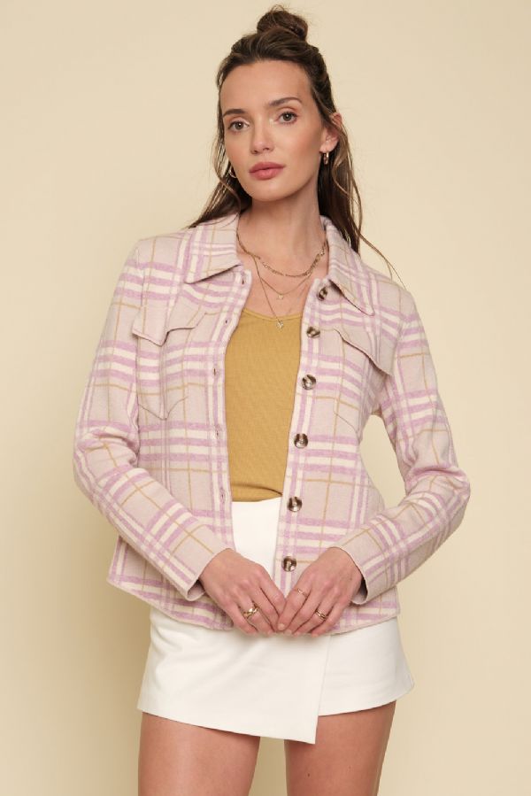 Adeline Check Jacket in Pink