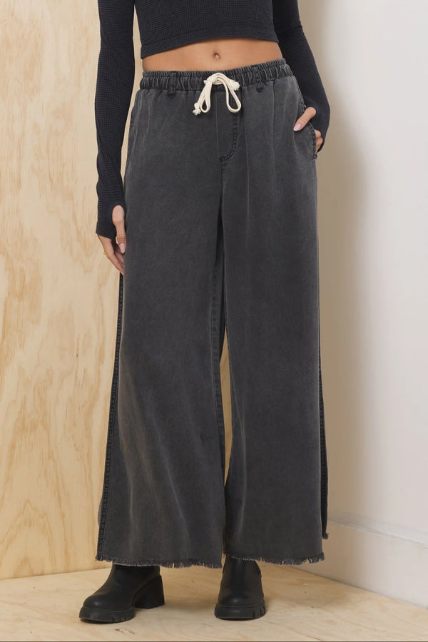 Tencel Wide Leg Pant in Charcoal Madison's Niche 