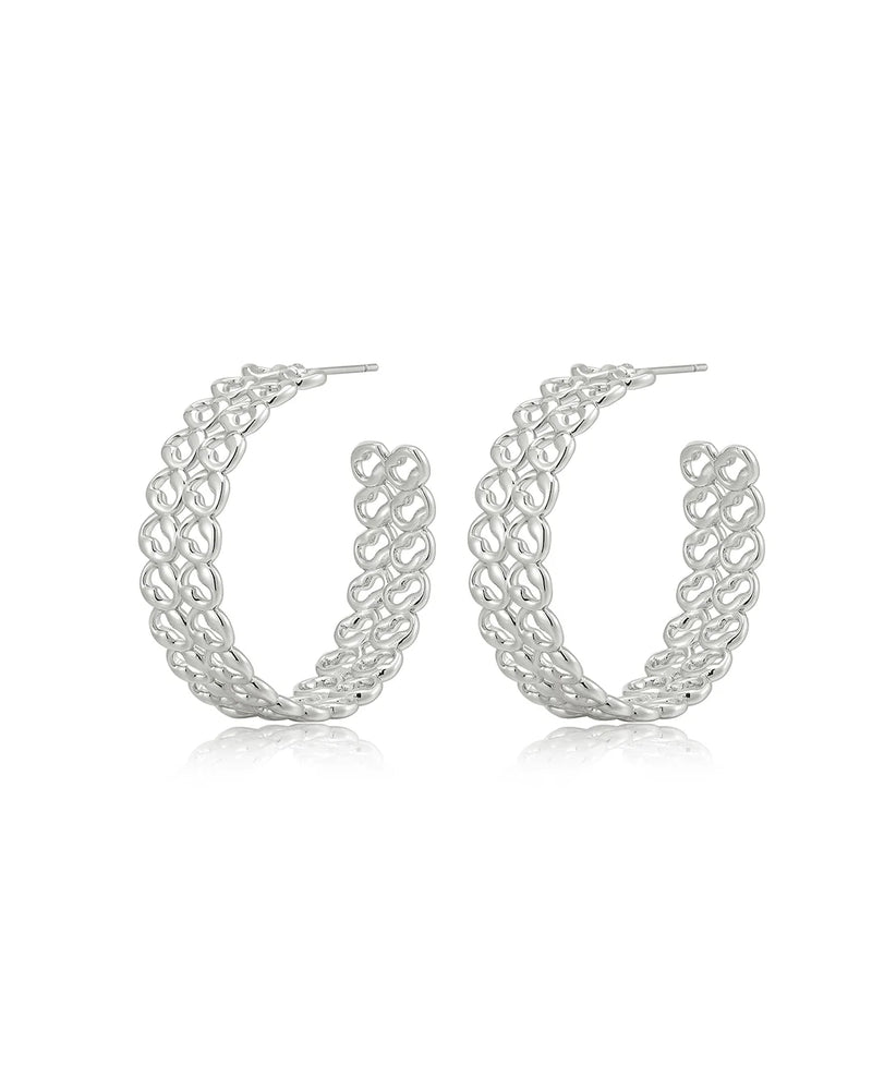 Metal Lace Hoops in Silver - Madison's Niche 