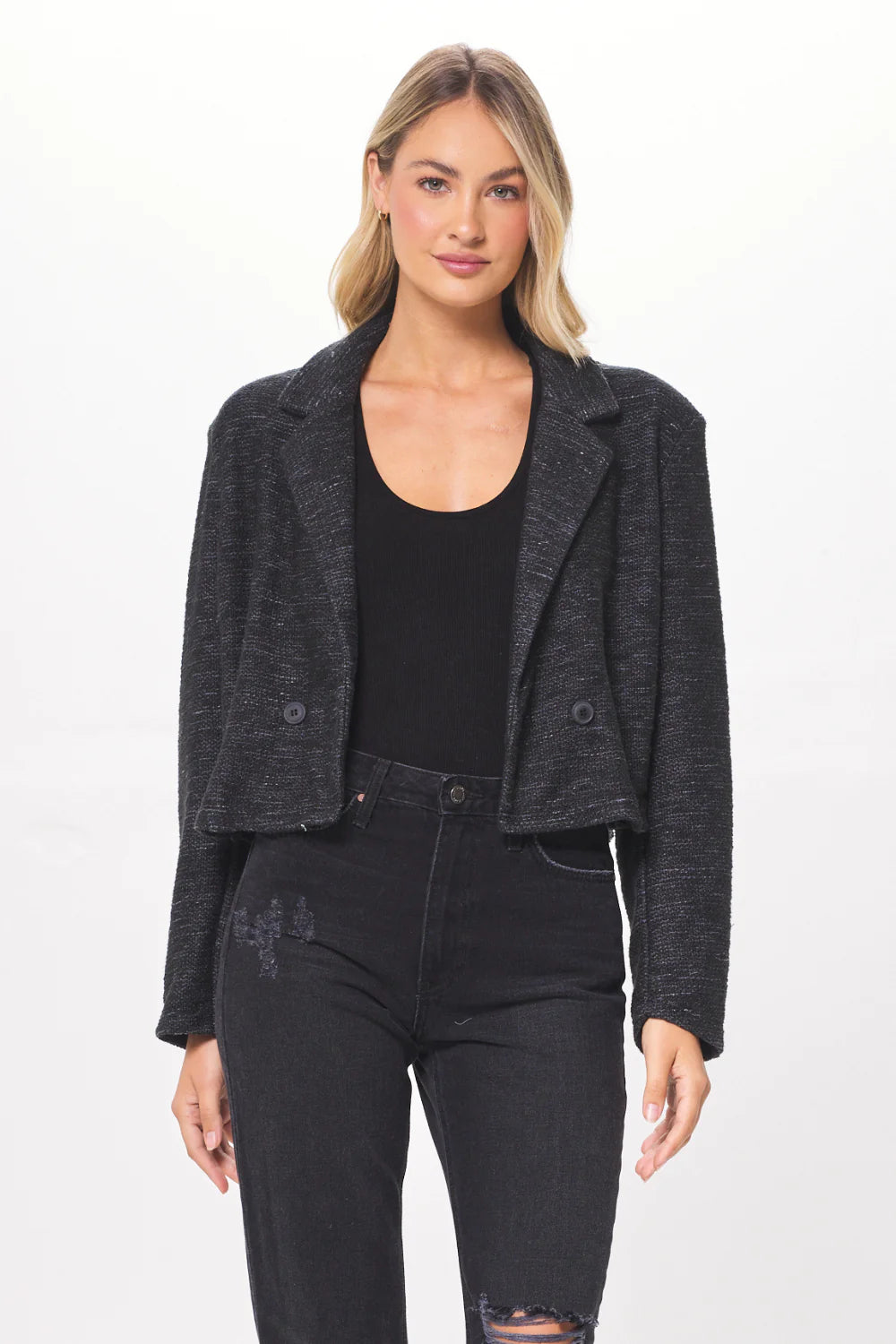 Cropped Knit Blazer - Madison's Niche 