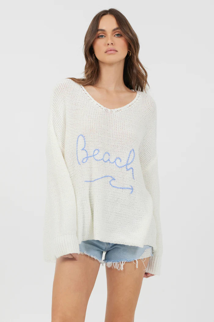 Warm White "Beach" Sweater