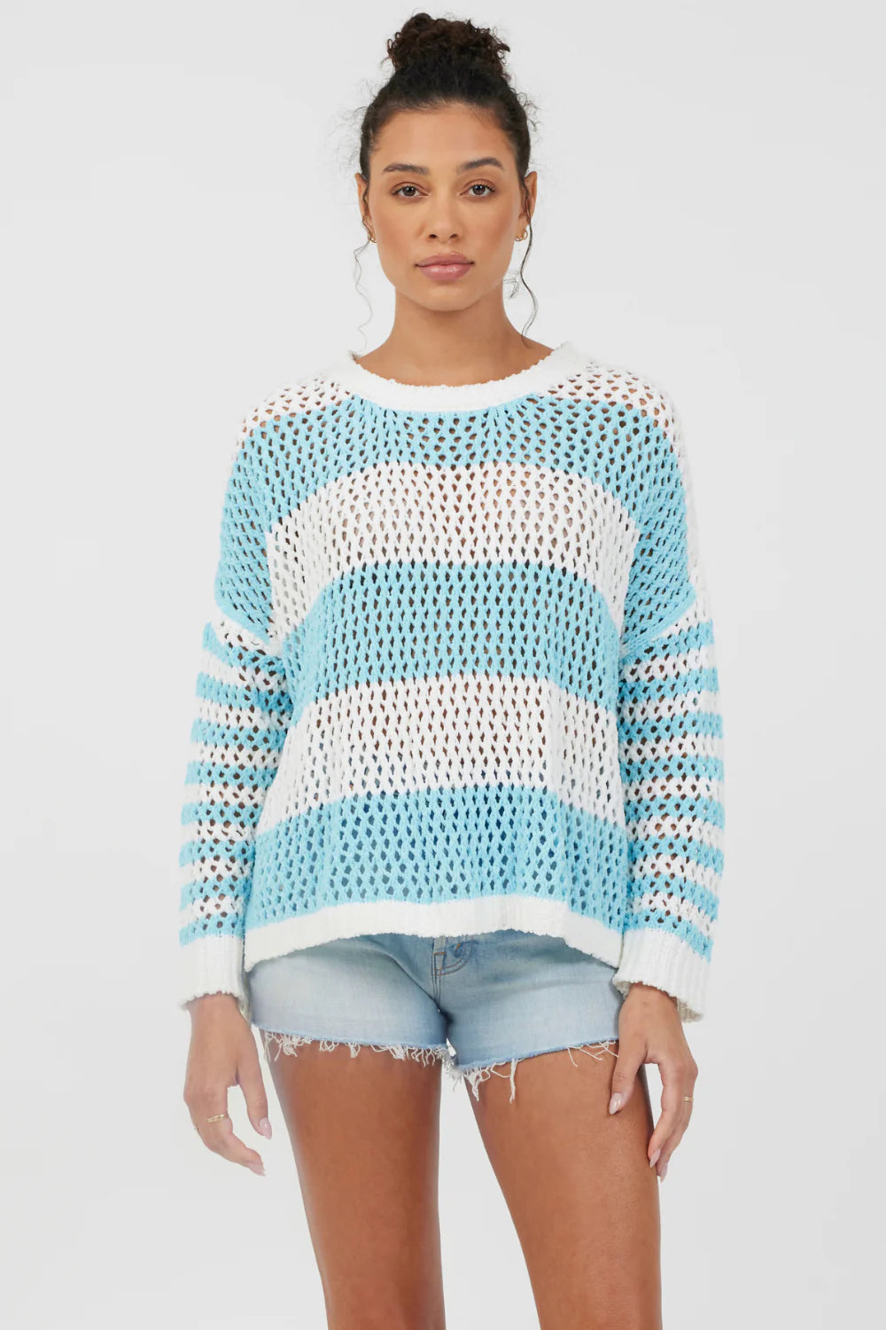Tropical Stripe Netted Crew