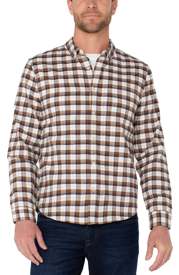 Woven Button Up Shirt in Chestnut Madison's Niche 