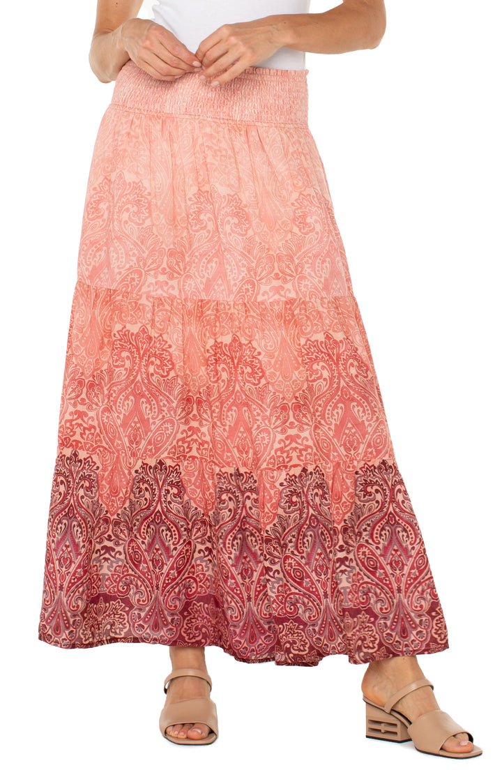 Woven Maxi Skirt in Mauve Ombre Paisley