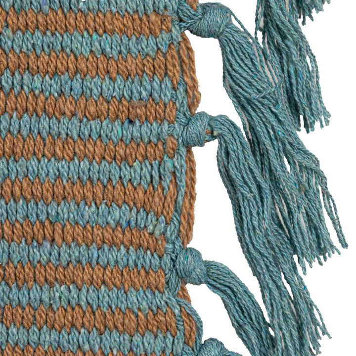 Dark Blue Striped Woven Recycled Cotton Blend Throw