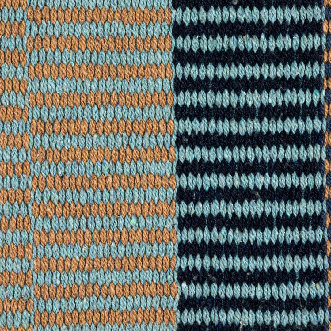 Dark Blue Striped Woven Recycled Cotton Blend Throw