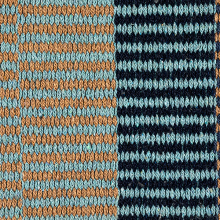 Dark Blue Striped Woven Recycled Cotton Blend Throw