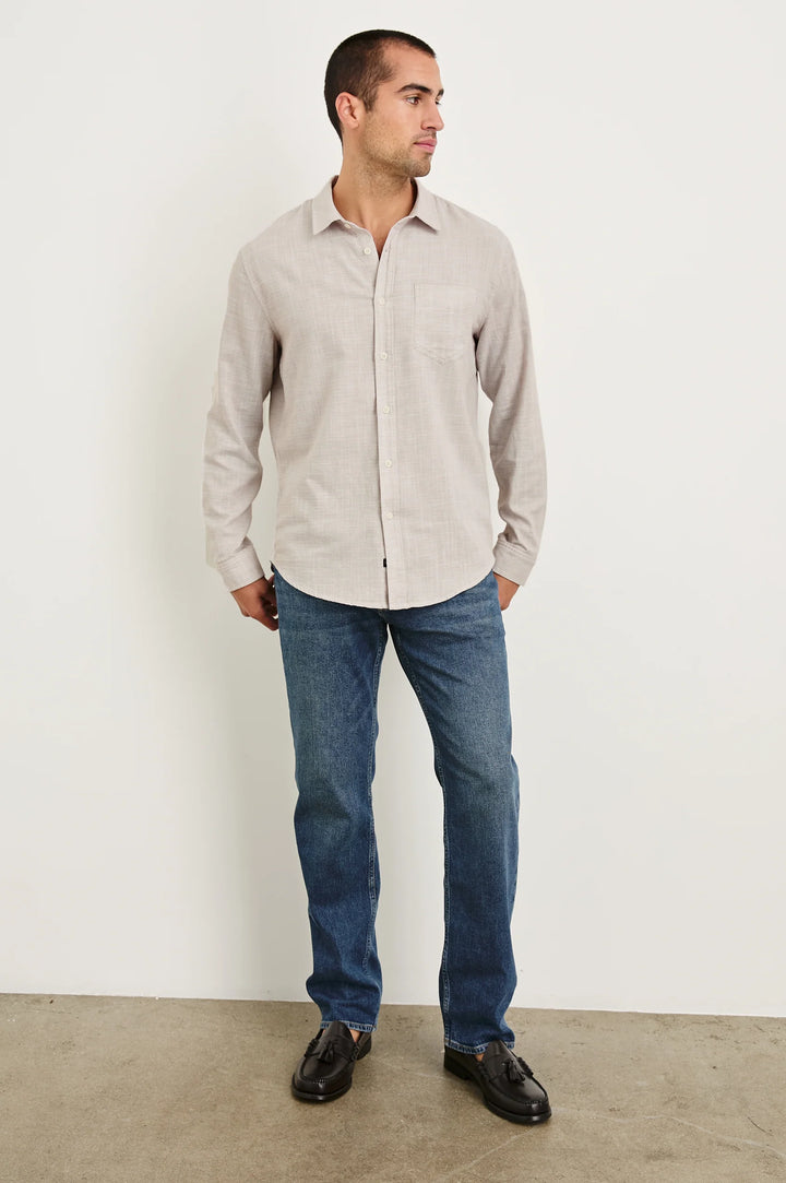 Wyatt Relaxed Fit Shirt in Tahini Etch