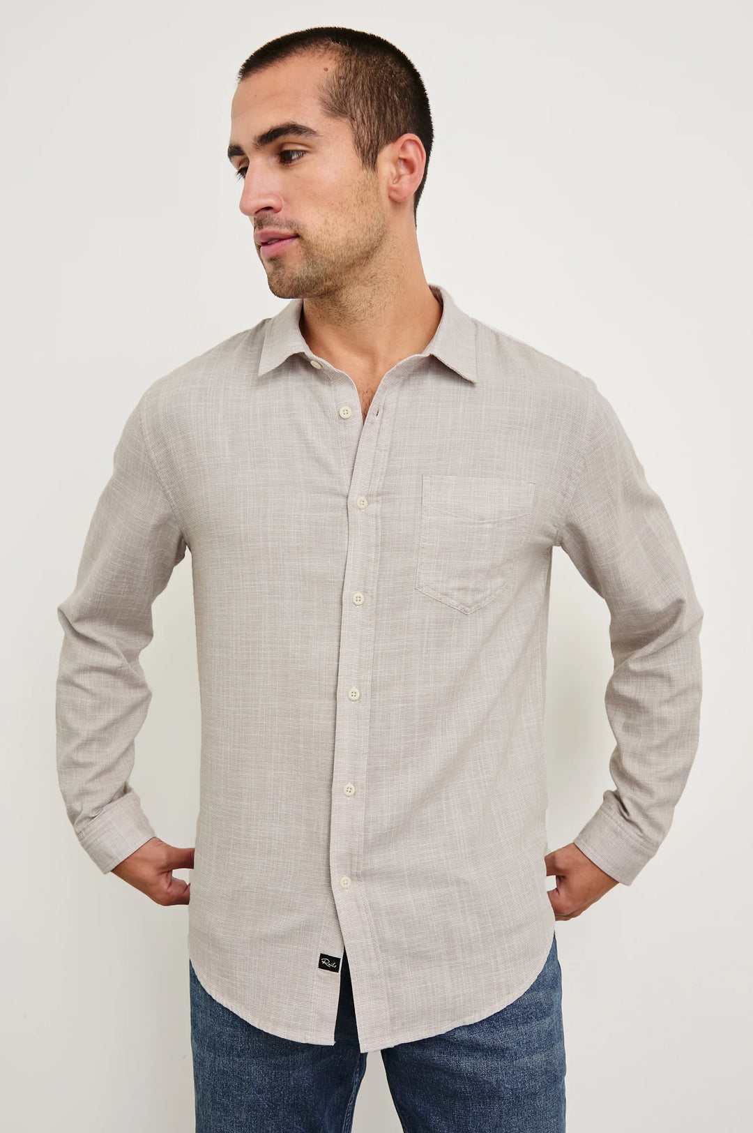 Wyatt Relaxed Fit Shirt in Tahini Etch
