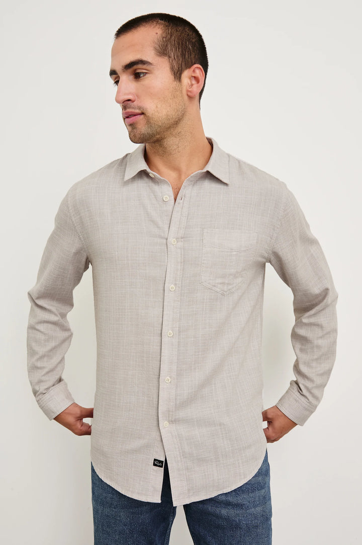 Wyatt Relaxed Fit Shirt in Tahini Etch