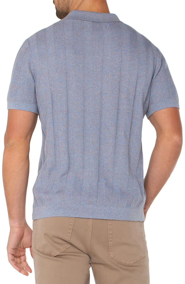 Blue And Peach Johnny Collar Sweater Knit