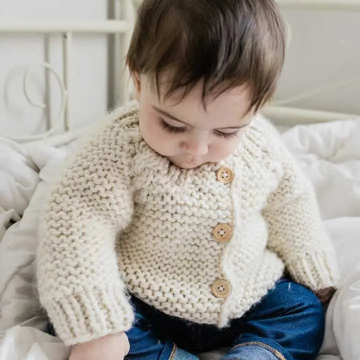 Garter Stitch Cardigan in Natural