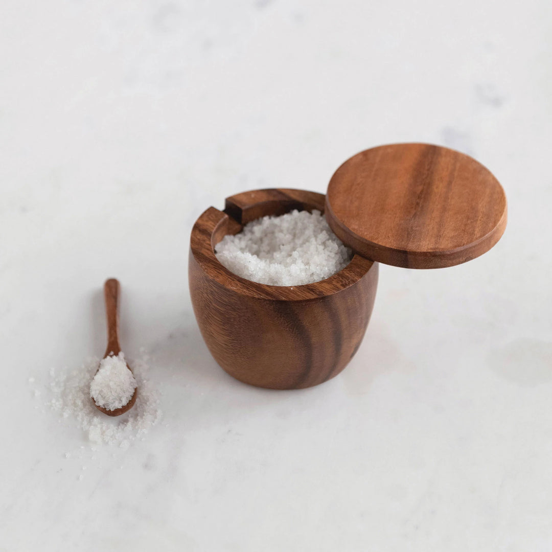 Acacia Wood Jar & Spoon Set - Madison's Niche 